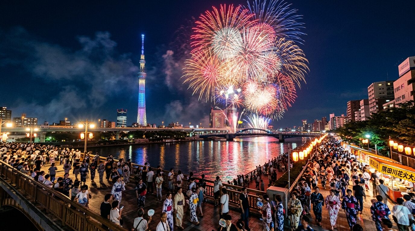 ゆっくり座って鑑賞！特設観覧席確保!！隅田川花火大会　1泊2日の旅